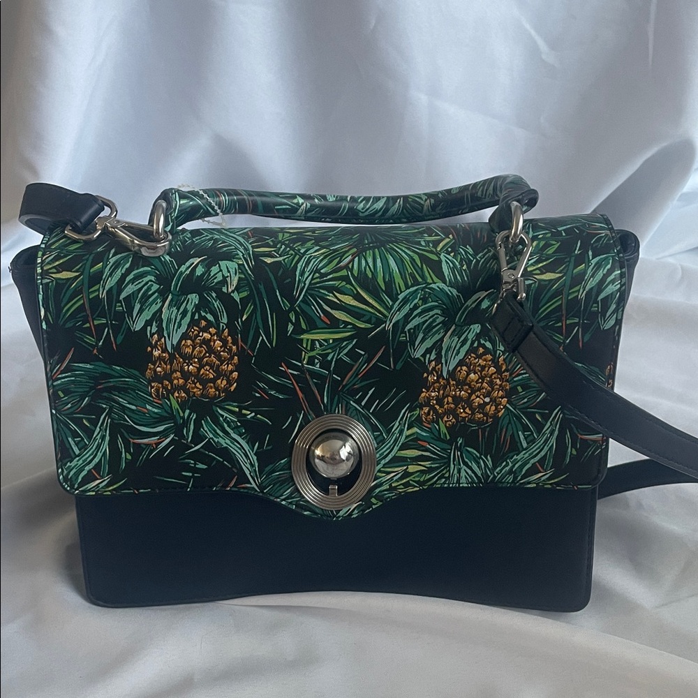 Zara Women- Tropical Print Navy Shoulder Bag